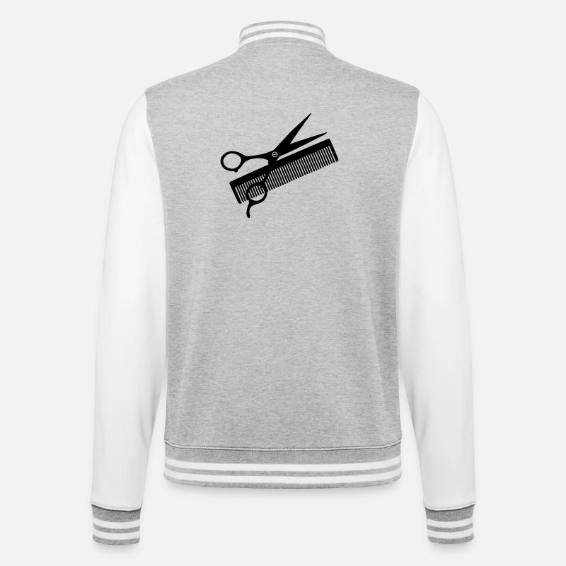 Logo Friseur - College-Sweatjacke - Grau meliert/Weiß