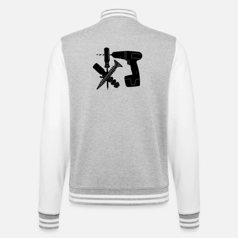 Screw and plug drill - College Sweat Jacket - heather grey/white