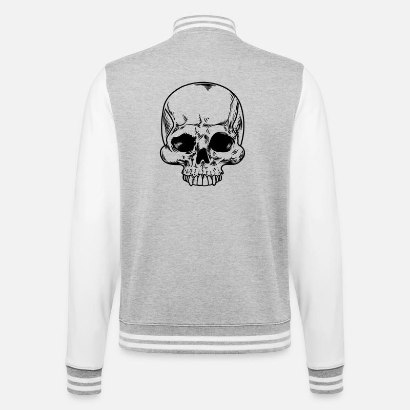 Schädel transparent - College-Sweatjacke - Grau meliert/Weiß