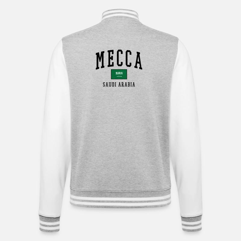Mecca Saudi Arabia Flag Design - College Sweat Jacket - heather grey/white