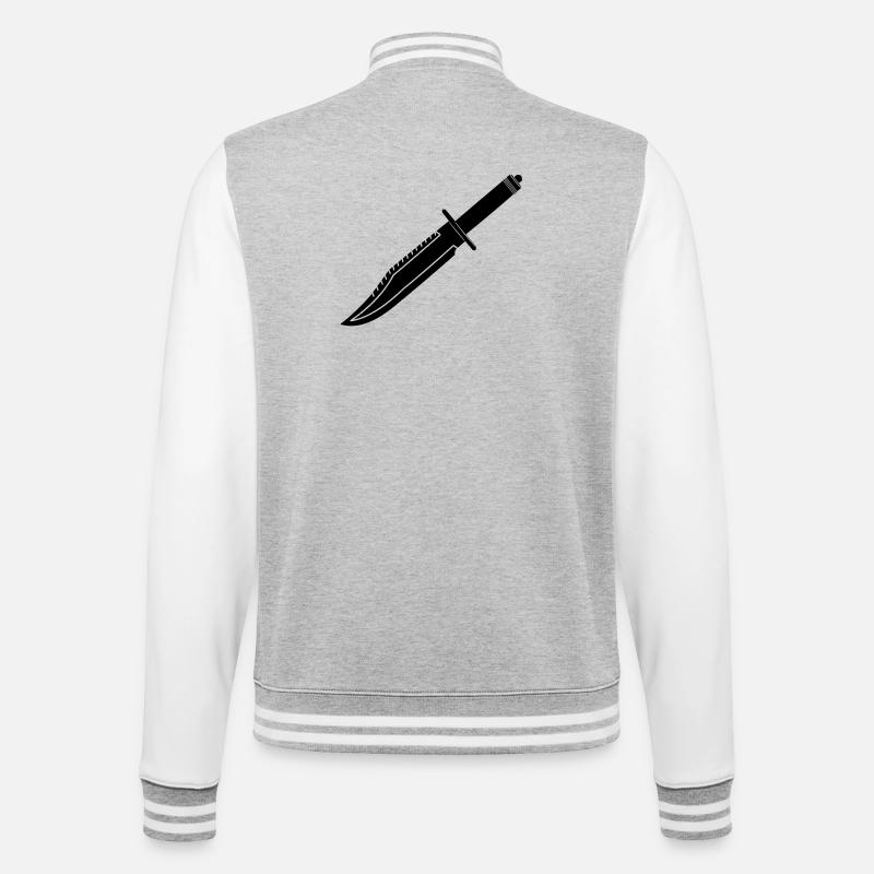 Rambo Messer lang - College-Sweatjacke - Grau meliert/Weiß