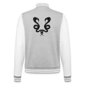 Zwei schwarze Schlangen - College-Sweatjacke - Grau meliert/Weiß - Hinten - Marisol (170cm)