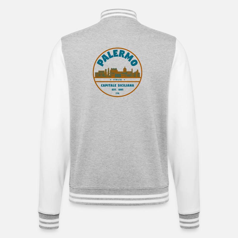 Palermo Capitale Siciliana Skyline - College-Sweatjacke - Grau meliert/Weiß