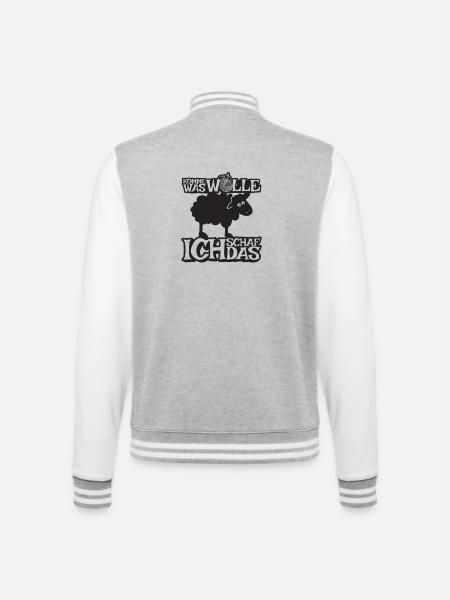 Komme was Wolle ich Schaf das - College-Sweatjacke - Grau meliert/Weiß