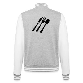Cutlery fork spoon and knife - College Sweat Jacket - heather grey/white - Back - Marisol (170cm)