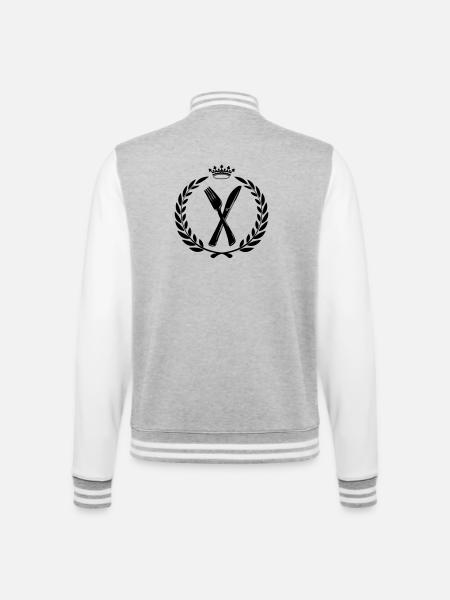 Messergabel und Löffel im Lorbeerkranz gekreuzt - College-Sweatjacke - Grau meliert/Weiß