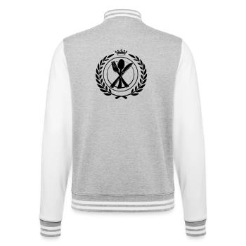 Messergabel und Löffel im Lorbeerkranz gekreuzt - College-Sweatjacke - Grau meliert/Weiß - Hinten - Marisol (170cm)