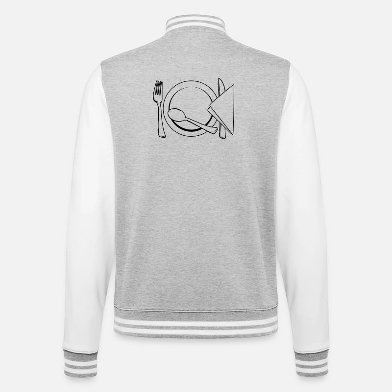 Besteckteller Serviette - College-Sweatjacke - Grau meliert/Weiß