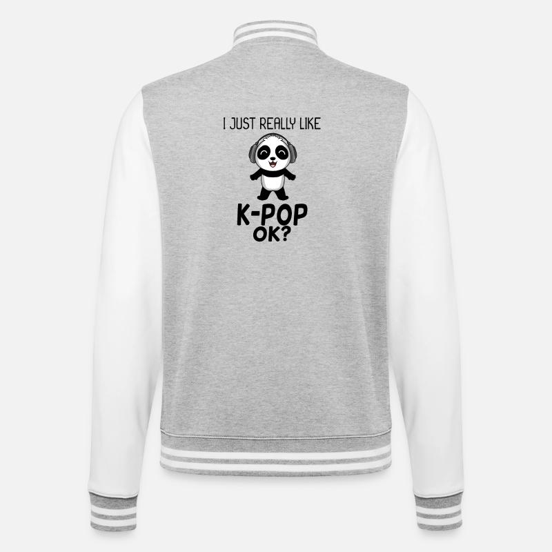 k Pop Dire Panda - Veste Teddy - gris chiné / blanc