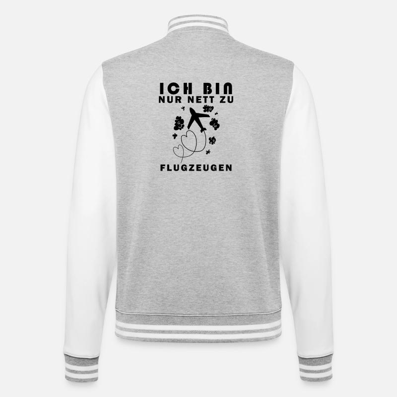 Flugzeug Spruch Geschenk - College-Sweatjacke - Grau meliert/Weiß