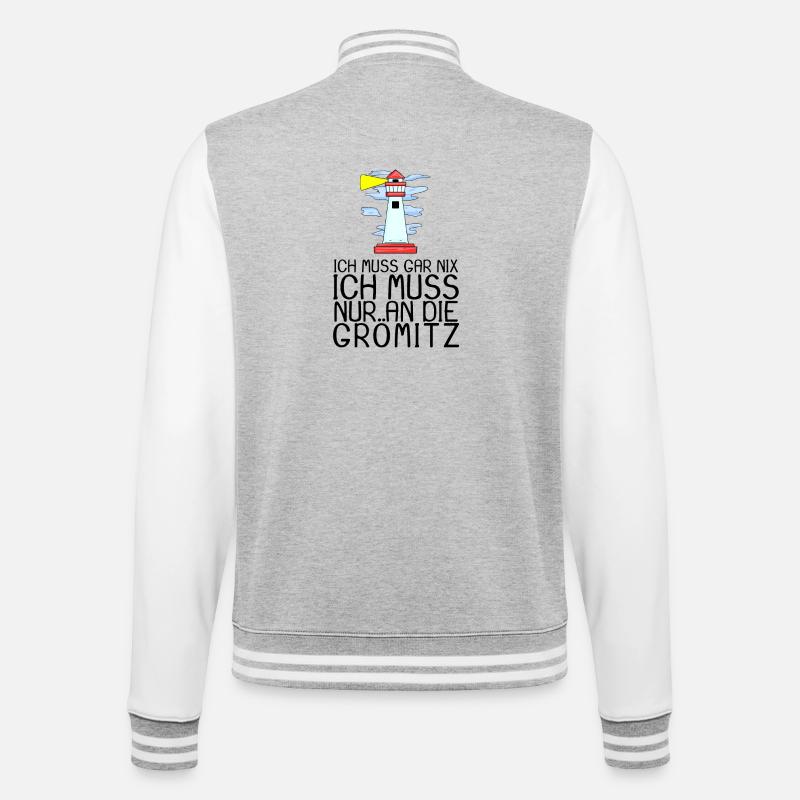 Grömitz Spruch Sprüche - College-Sweatjacke - Grau meliert/Weiß