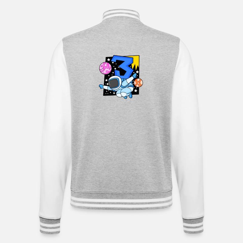 3 ans Jeune astronaute - Veste Teddy - gris chiné / blanc