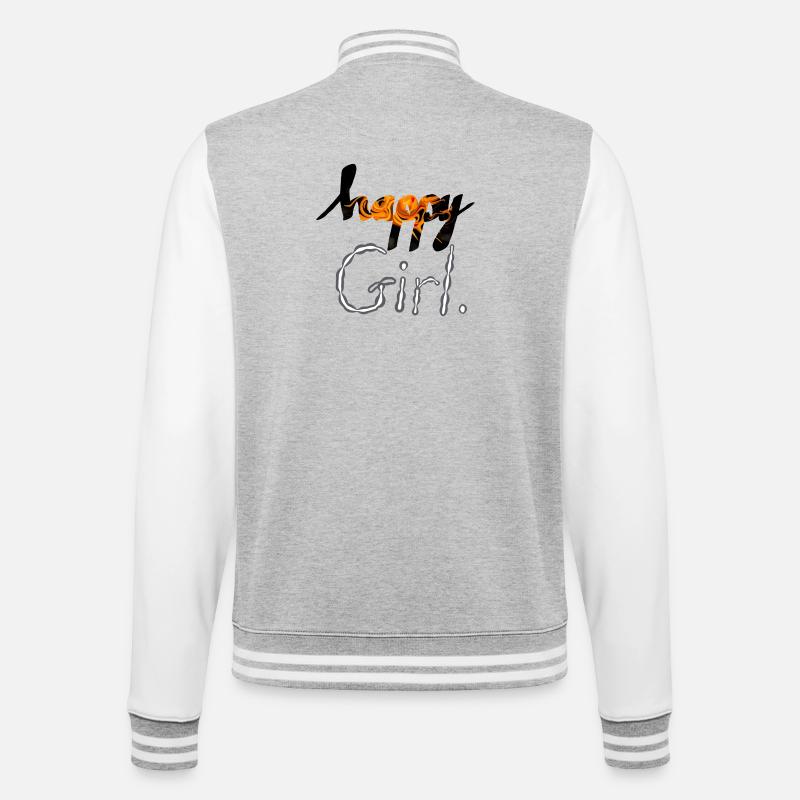Glückliches Mädchen - College-Sweatjacke - Grau meliert/Weiß