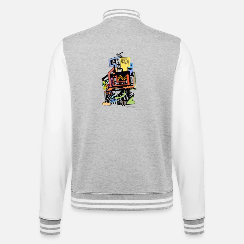Tv totem black by Cinodrago - Veste Teddy - gris chiné / blanc