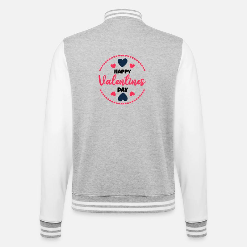 Saint-Valentin, Saint-Valentin, Saint-Valentin - Veste Teddy - gris chiné / blanc
