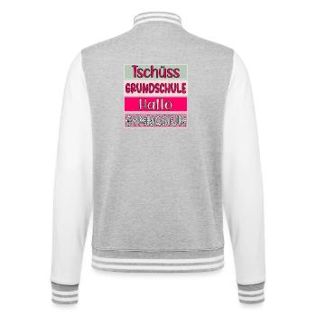Schulwechsel 5. Klasse - Grundschule - Gymnasium - College-Sweatjacke - Grau meliert/Weiß - Hinten - Marisol (170cm)