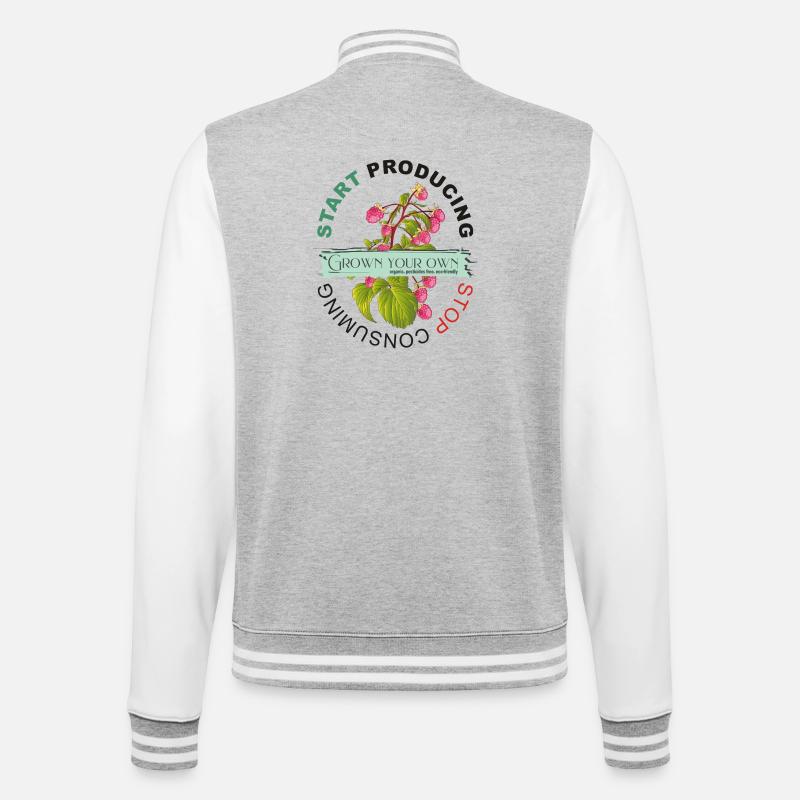 START PRODUCING | STOP CONSUMING - College Sweat Jacket - heather grey/white