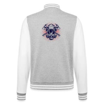 Brandschutz Feuerwehr Feuerwehrhelm Lebensretter - College-Sweatjacke - Grau meliert/Weiß - Hinten - Marisol (170cm)