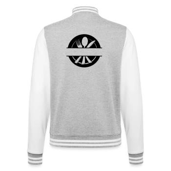 Besteck-Menü-Logo mit Teller - College-Sweatjacke - Grau meliert/Weiß - Hinten - Marisol (170cm)