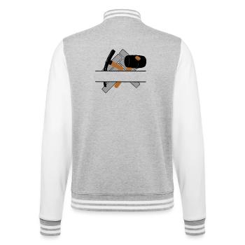 Pflastererlogo mit transparenter Stange dazwischen - College-Sweatjacke - Grau meliert/Weiß - Hinten - Marisol (170cm)