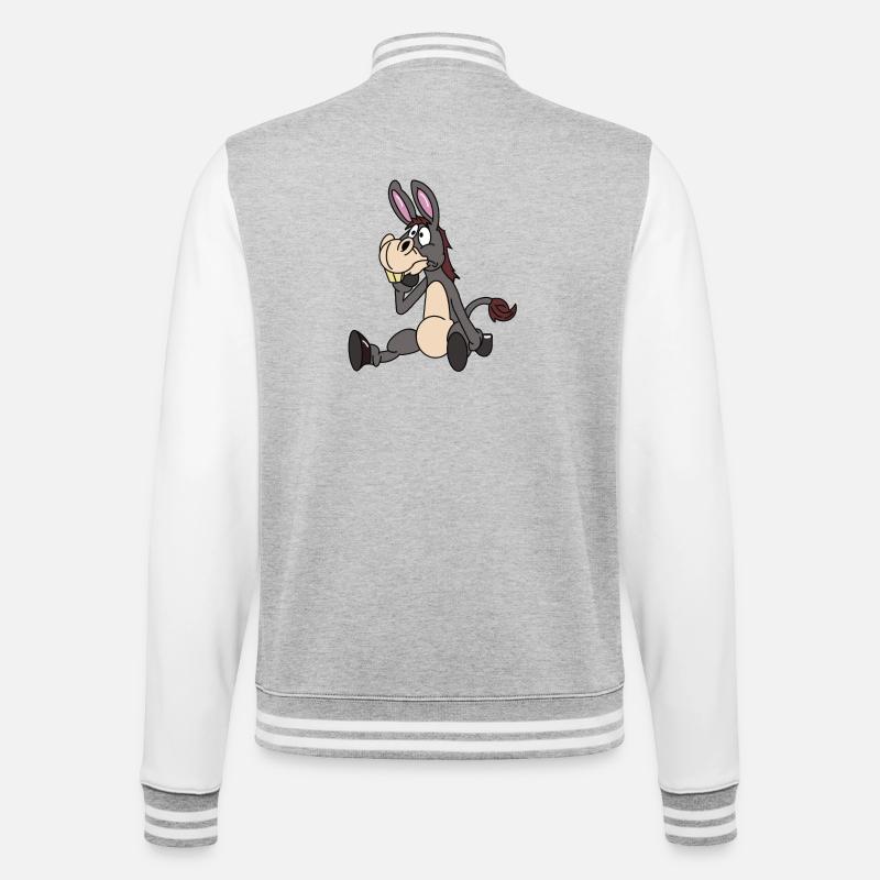 Sitzender Esel - College-Sweatjacke - Grau meliert/Weiß