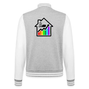 Young man on laptop house colored chart - College Sweat Jacket - heather grey/white - Back - Marisol (170cm)