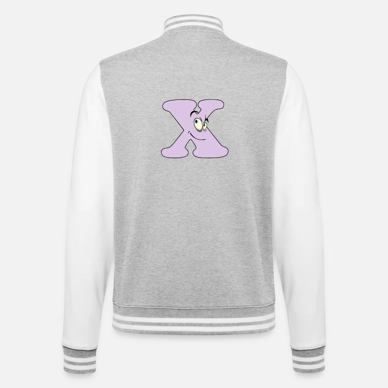 X - College-Sweatjacke - Grau meliert/Weiß