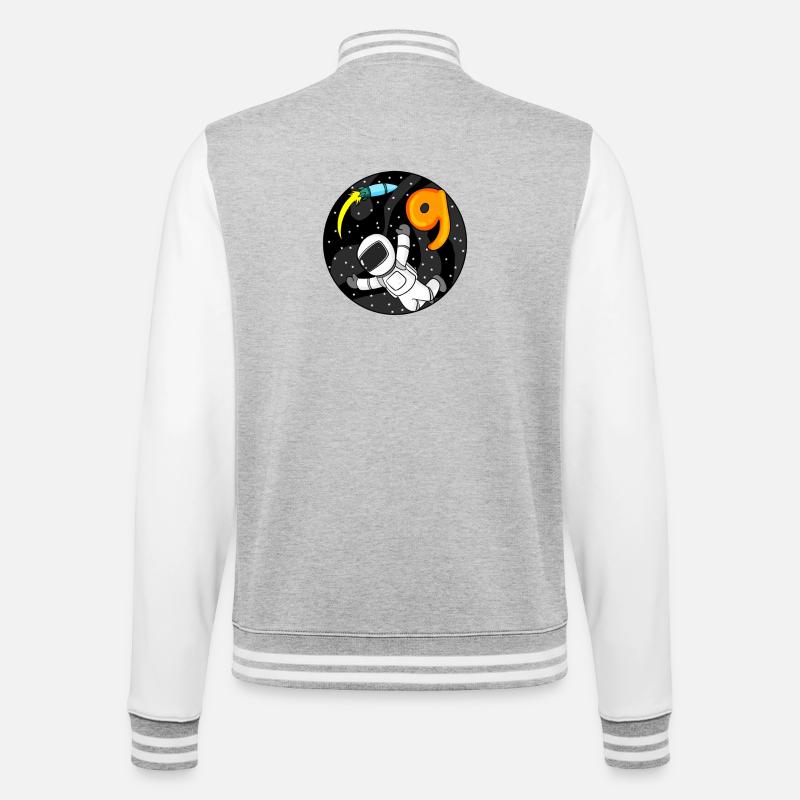9 Years Birthday Boy Gift - College Sweat Jacket - heather grey/white