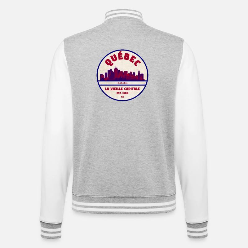 Québec Vieille Capitale Skyline - College-Sweatjacke - Grau meliert/Weiß
