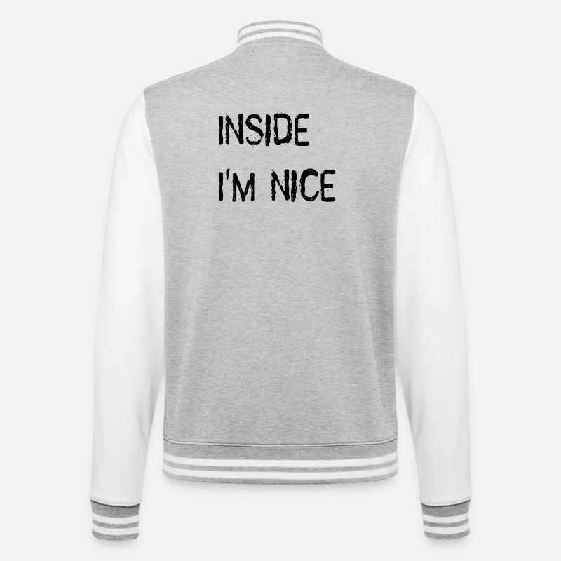 Inside I'm nice. - College Sweat Jacket - heather grey/white