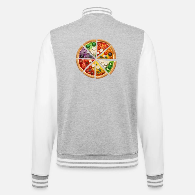 Regenbogenpizza Segmente - College-Sweatjacke - Grau meliert/Weiß