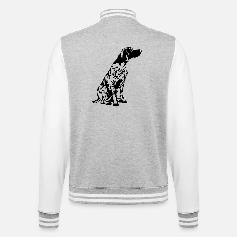 Deutsch Kurzhaar - College-Sweatjacke - Grau meliert/Weiß