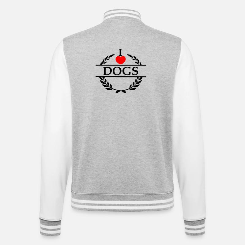 Ich liebe Hunde - College-Sweatjacke - Grau meliert/Weiß
