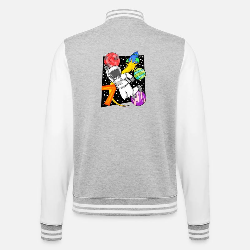 7 Years Birthday Boy Gift - College Sweat Jacket - heather grey/white