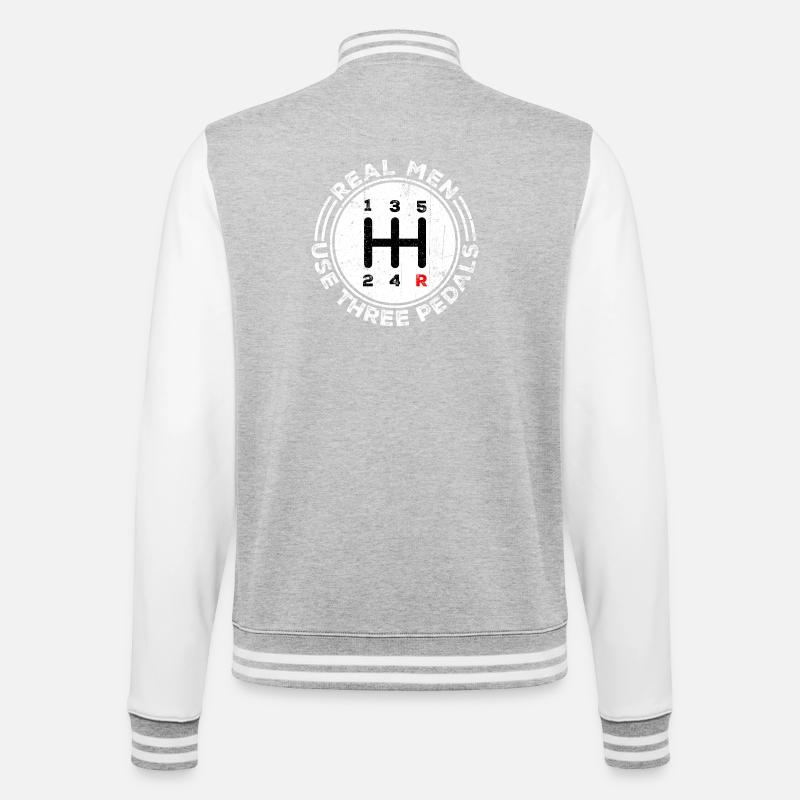 Real Men Use Three Pedals - College Sweat Jacket - heather grey/white