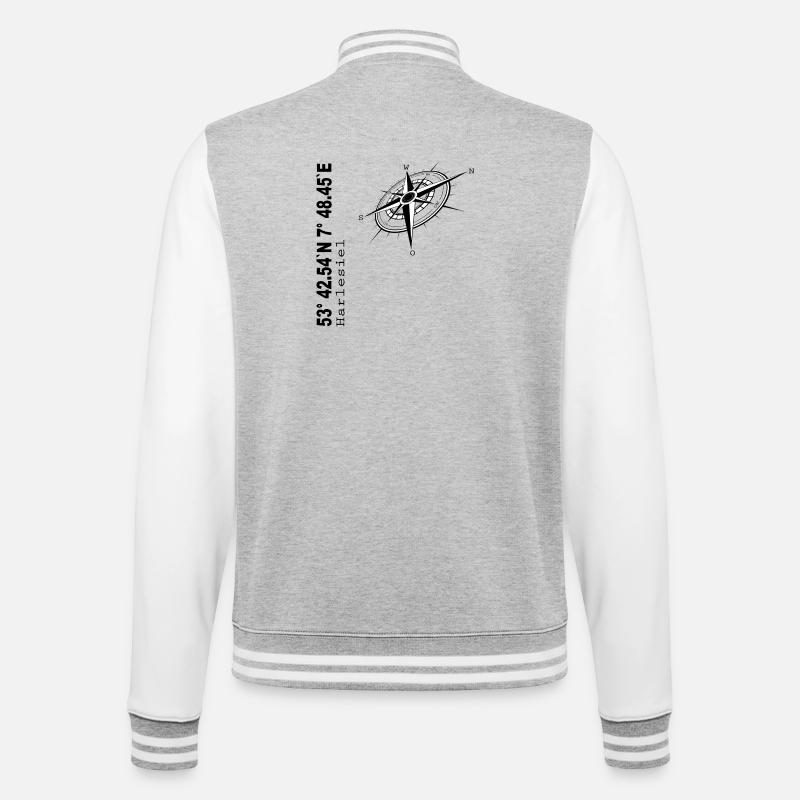 Harlesiel - College-Sweatjacke - Grau meliert/Weiß