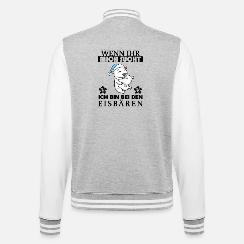 Eisbär Polarbär Bär - College-Sweatjacke - Grau meliert/Weiß