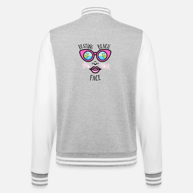 Resting Beach Face - Beach Lovers - College-Sweatjacke - Grau meliert/Weiß