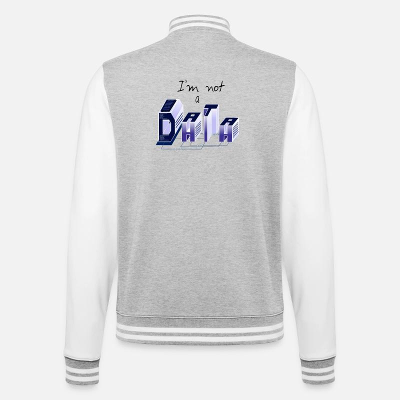 Ich bin kein DATA - College-Sweatjacke - Grau meliert/Weiß