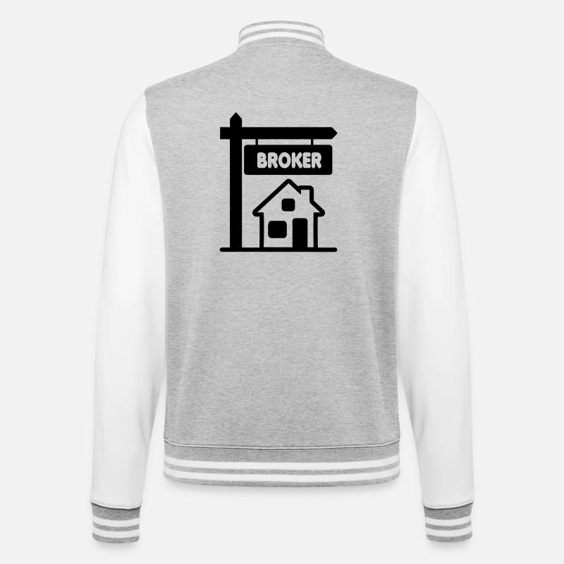 Broker mit Text BROKER - College-Sweatjacke - Grau meliert/Weiß