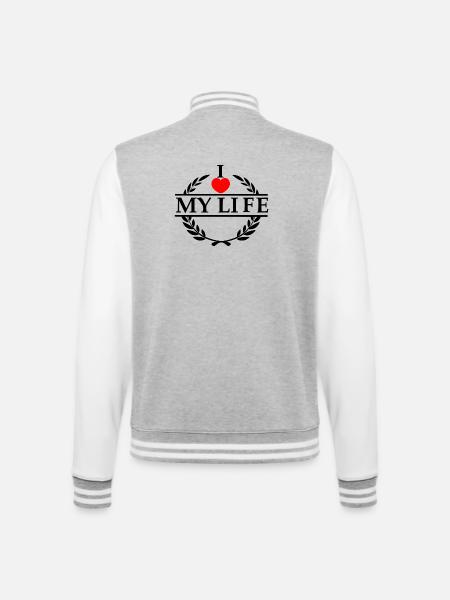 Elsker dit hjerte 020 - College sweatjakke - grå meleret/hvid