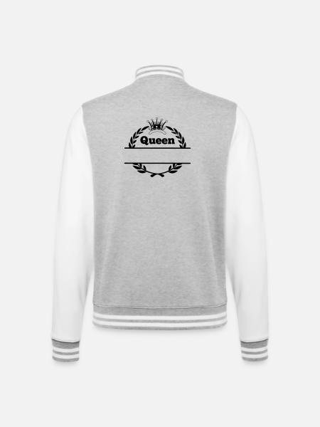 Queen in laurel wreath and crown - College Sweat Jacket - heather grey/white
