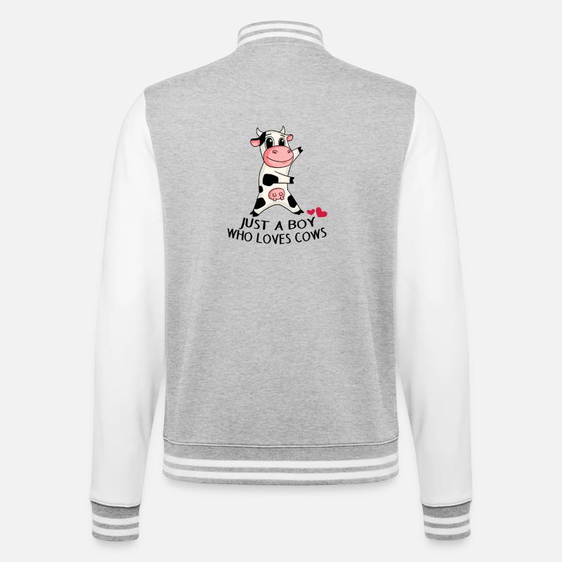 Kuh Liebe Junge Sohn Geschenk - College-Sweatjacke - Grau meliert/Weiß