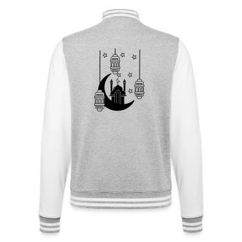 Mosquée dans les lumières de la lune et les étoiles - Veste Teddy - gris chiné / blanc - Dos - Marisol (170cm)