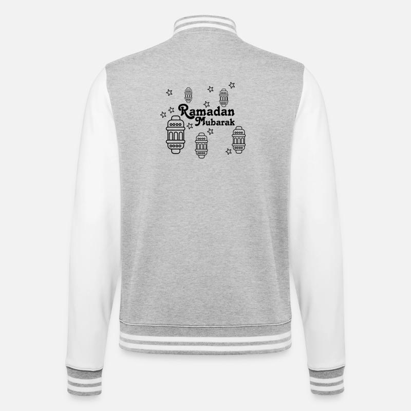 Ramadan Mubarak lights, asterisks - College Sweat Jacket - heather grey/white
