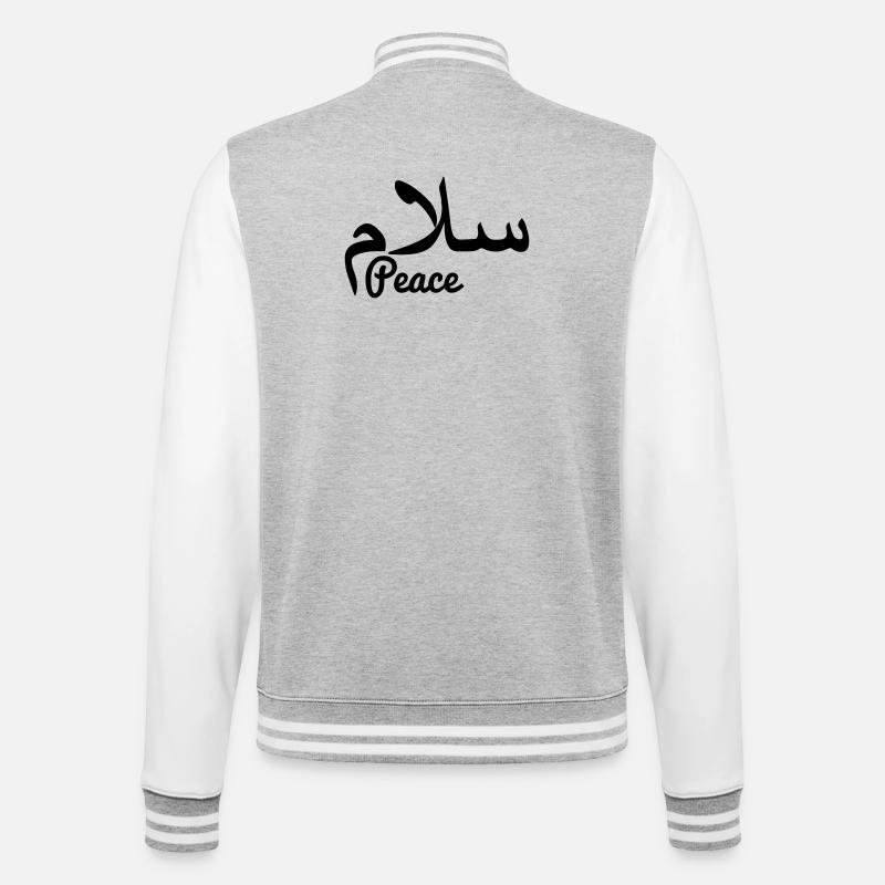 Arabischer Friedenstext Frieden - College-Sweatjacke - Grau meliert/Weiß