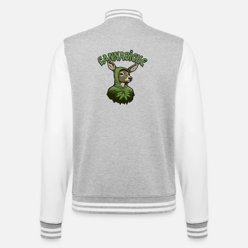 Cannabiche 03 - College-Sweatjacke - Grau meliert/Weiß