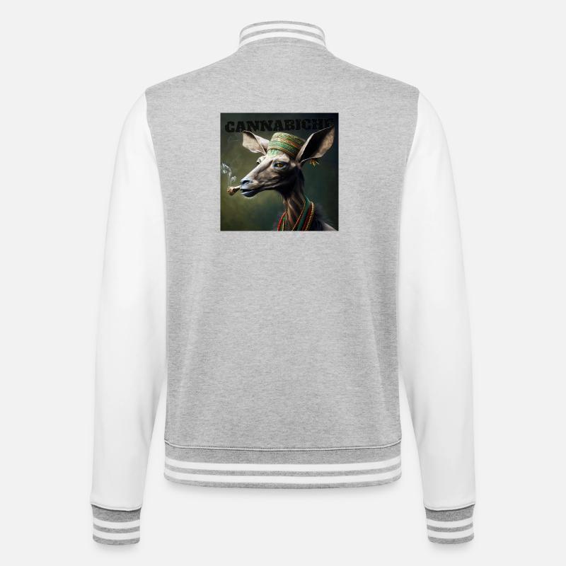 Cannabiche 04 mit Typografie - College-Sweatjacke - Grau meliert/Weiß