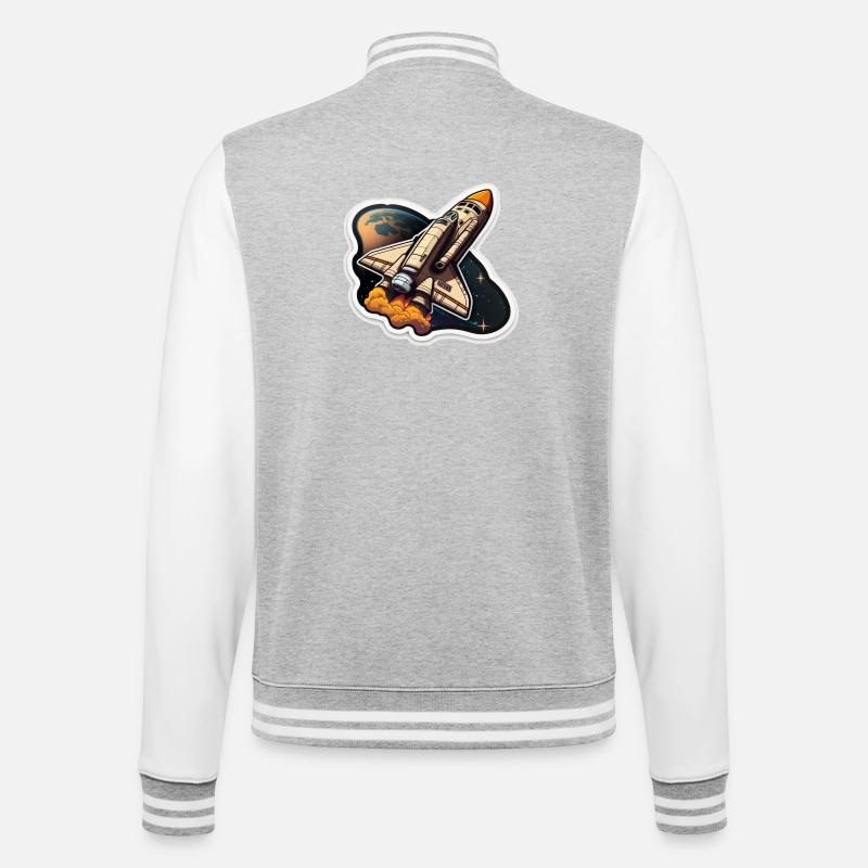 Space Rocket - College Sweat Jacket - heather grey/white