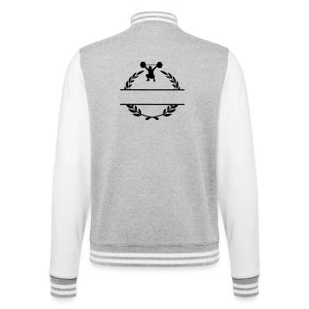 Weight lifter in laurel wreath - College Sweat Jacket - heather grey/white - Back - Marisol (170cm)